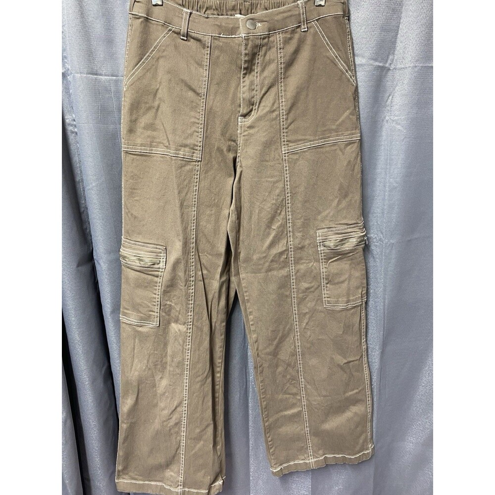 Rachel Paige Women’s Brown Cargo Pants XL Straight Leg Twill 26" Inseam Pockets